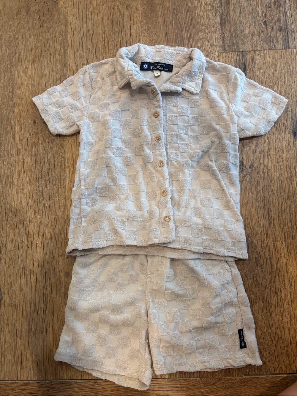 Ben Sherman Beige Checkered Kids Matching Set